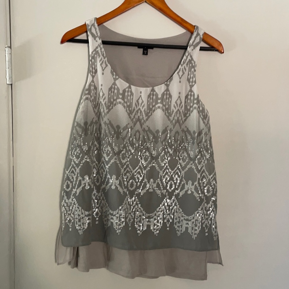 Express Grey Embellished Layered Tank